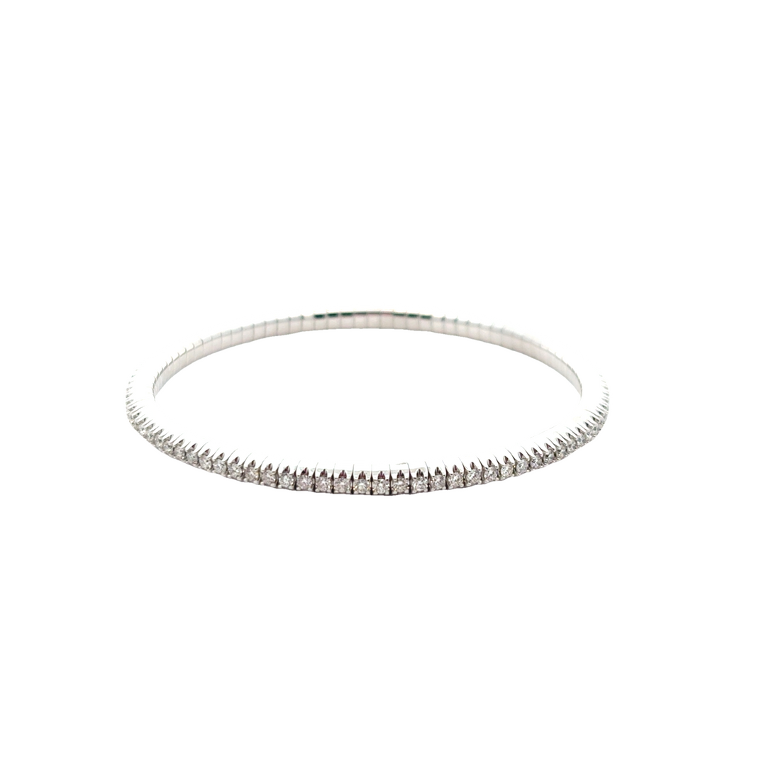 14K White Gold Diamond Tennis Stretch Bracelet