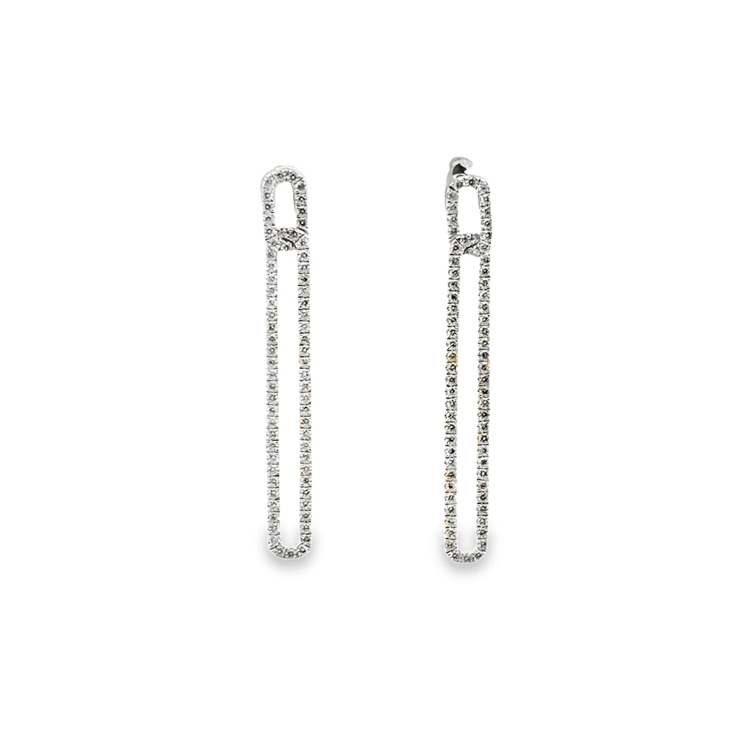 14K White Gold Diamond Legacy Paperclip Drop Earrings (Large)