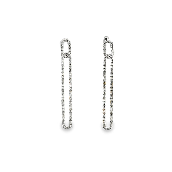 14K White Gold Diamond Legacy Paperclip Drop Earrings (Large)