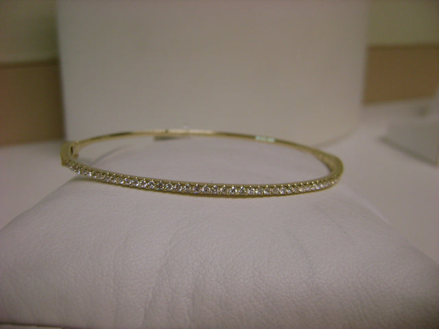 14K Yellow Gold Diamond Single Line Bangle Bracelet