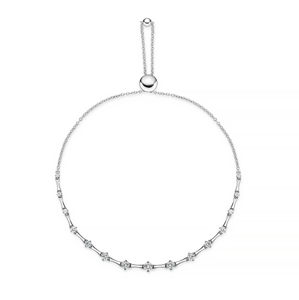 18K White Gold Diamond Cadence Graduated Bolo Bracelet