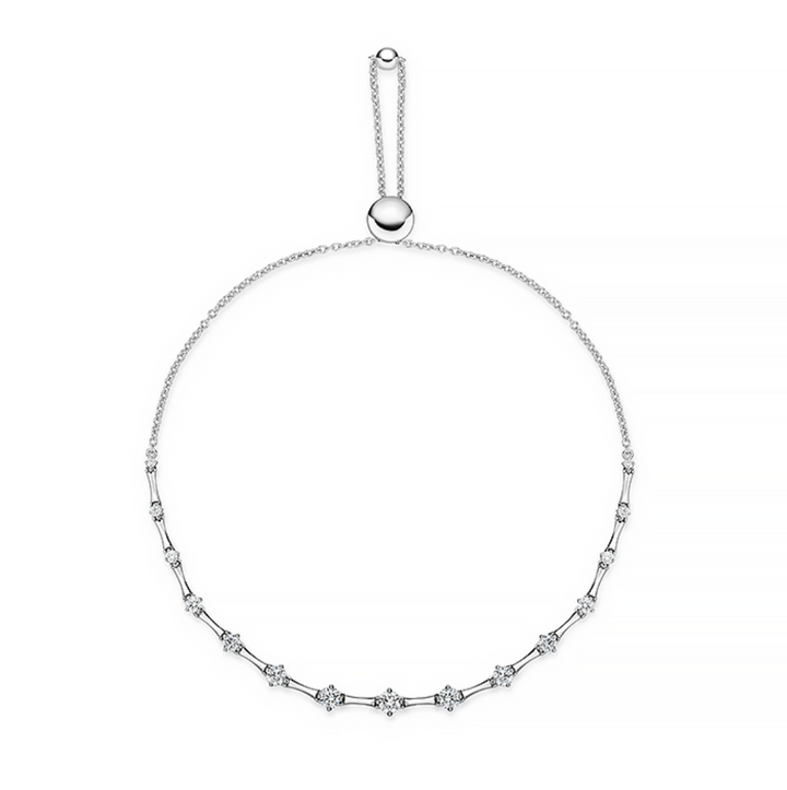 18K White Gold Diamond Cadence Graduated Bolo Bracelet