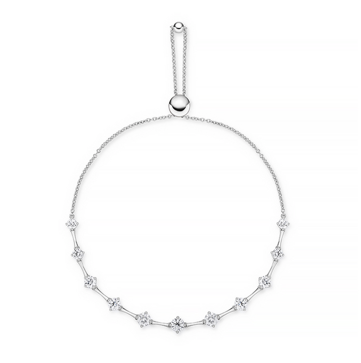 18K White Gold Diamond Cadence Graduated Bolo Bracelet (Large)