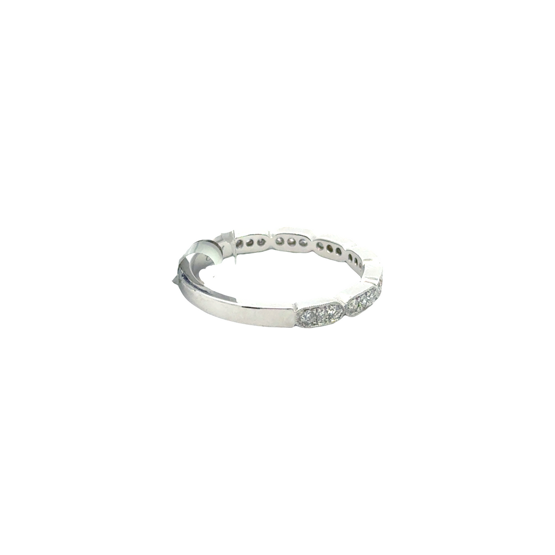 14K White Gold Diamond Bezel Stacker Ring