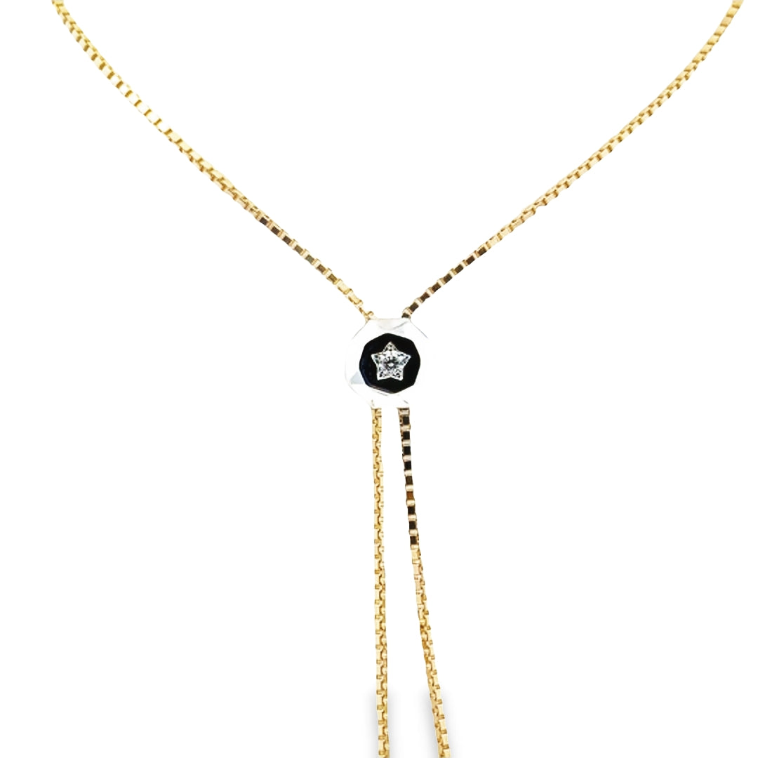 18K Two-Tone Gold Diamond Adjustable Tennis Necklace