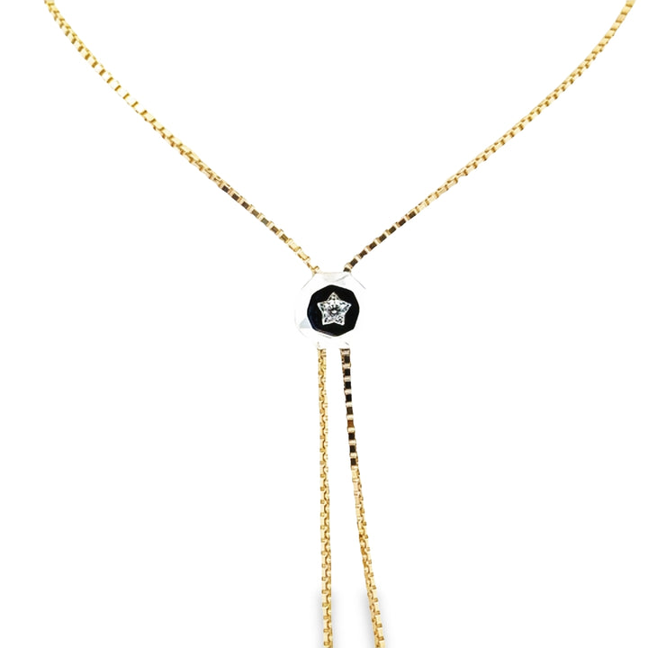 18K Two-Tone Gold Diamond Adjustable Tennis Necklace