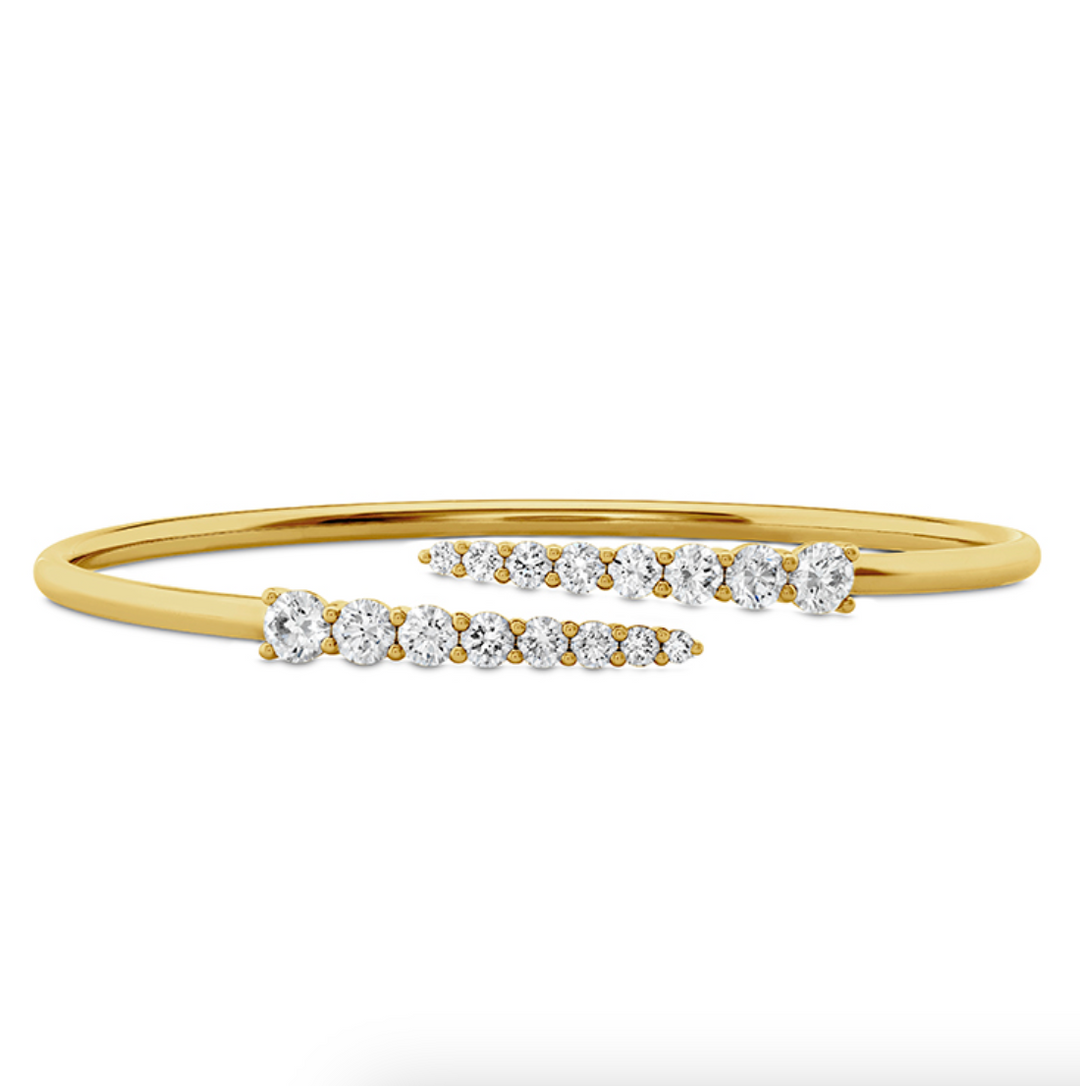 18K Yellow Gold Diamond Identity Bangle Bracelet (Large)