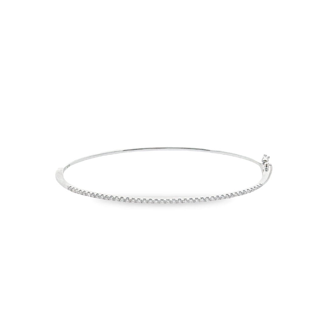 14K White Gold Diamond Bangle Bracelet