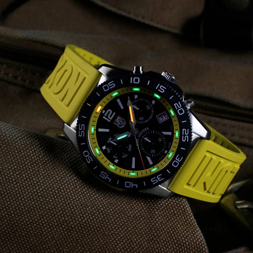 Pacific Diver Yellow Black Quartz Chronograph 44MM Watch