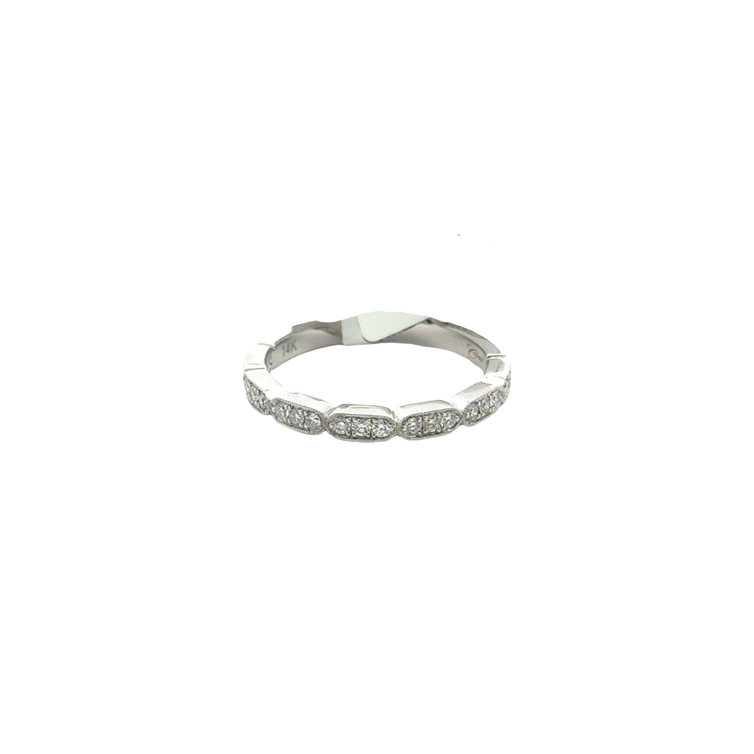 14K White Gold Diamond Bezel Stacker Ring