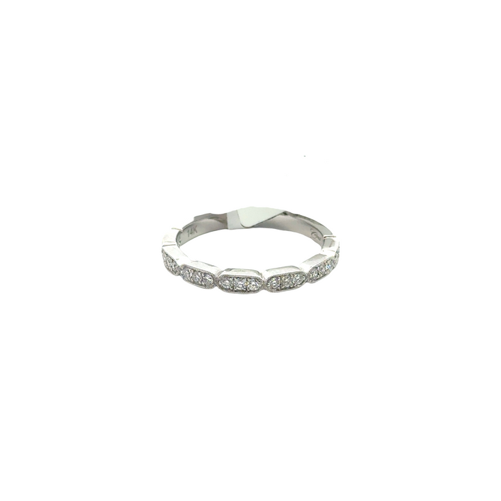 14K White Gold Diamond Bezel Stacker Ring