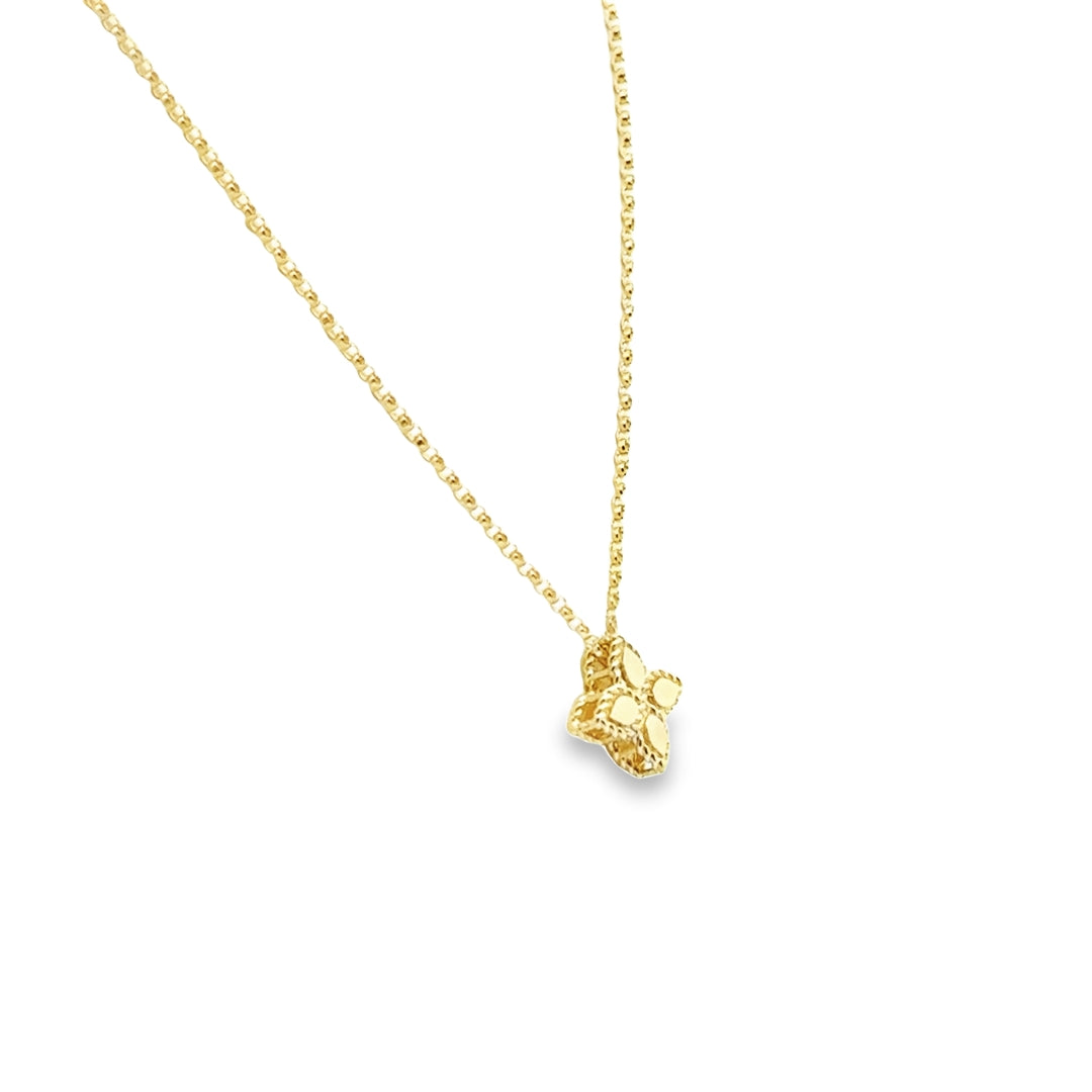 18K Yellow Gold Princess Flower Pendant Necklace (Small)