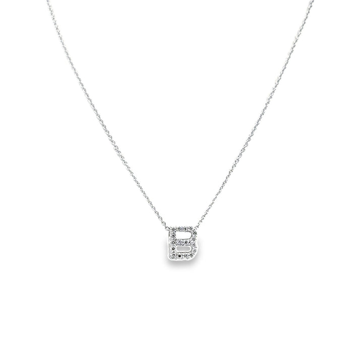 18K White Gold Diamond Tiny Treasures Love Letter "B" Pendant Necklace