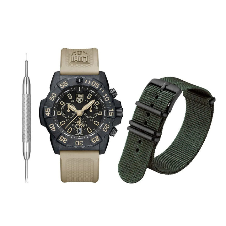 Navy SEAL Foundation Military Sand Black Quartz Chronograph 45MM Watch Set