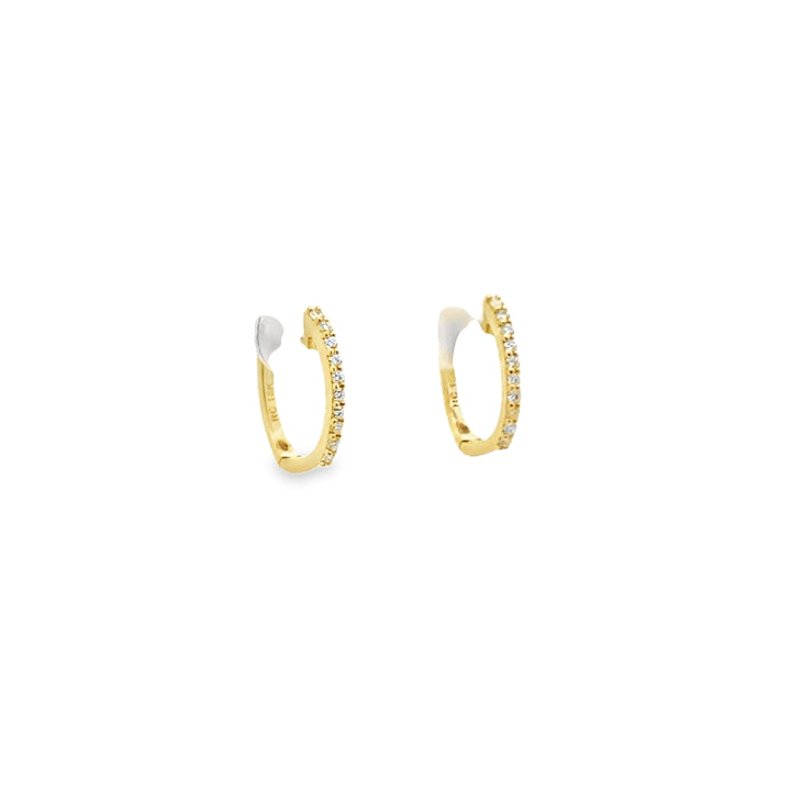 18K Yellow Gold Diamond Pave Huggie Earrings