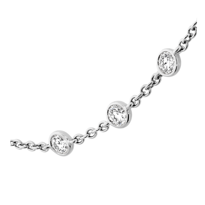 18K White Gold Diamond Cascade 16 Stone Station Necklace