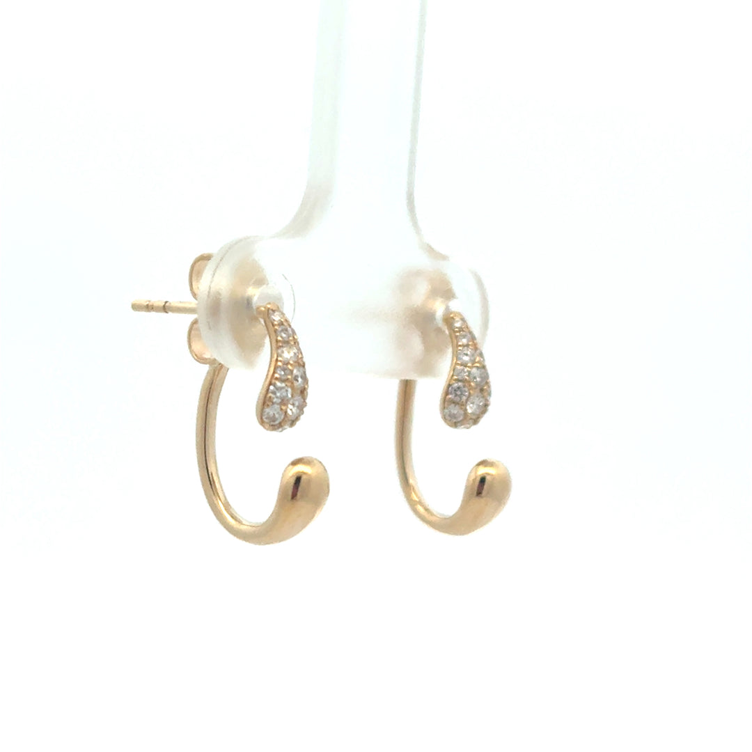14K Yellow Gold Diamond Pave Drop Stud Earrings
