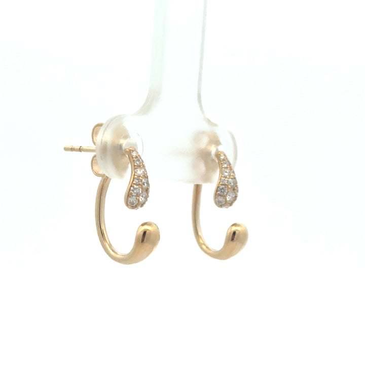 14K Yellow Gold Diamond Pave Drop Stud Earrings