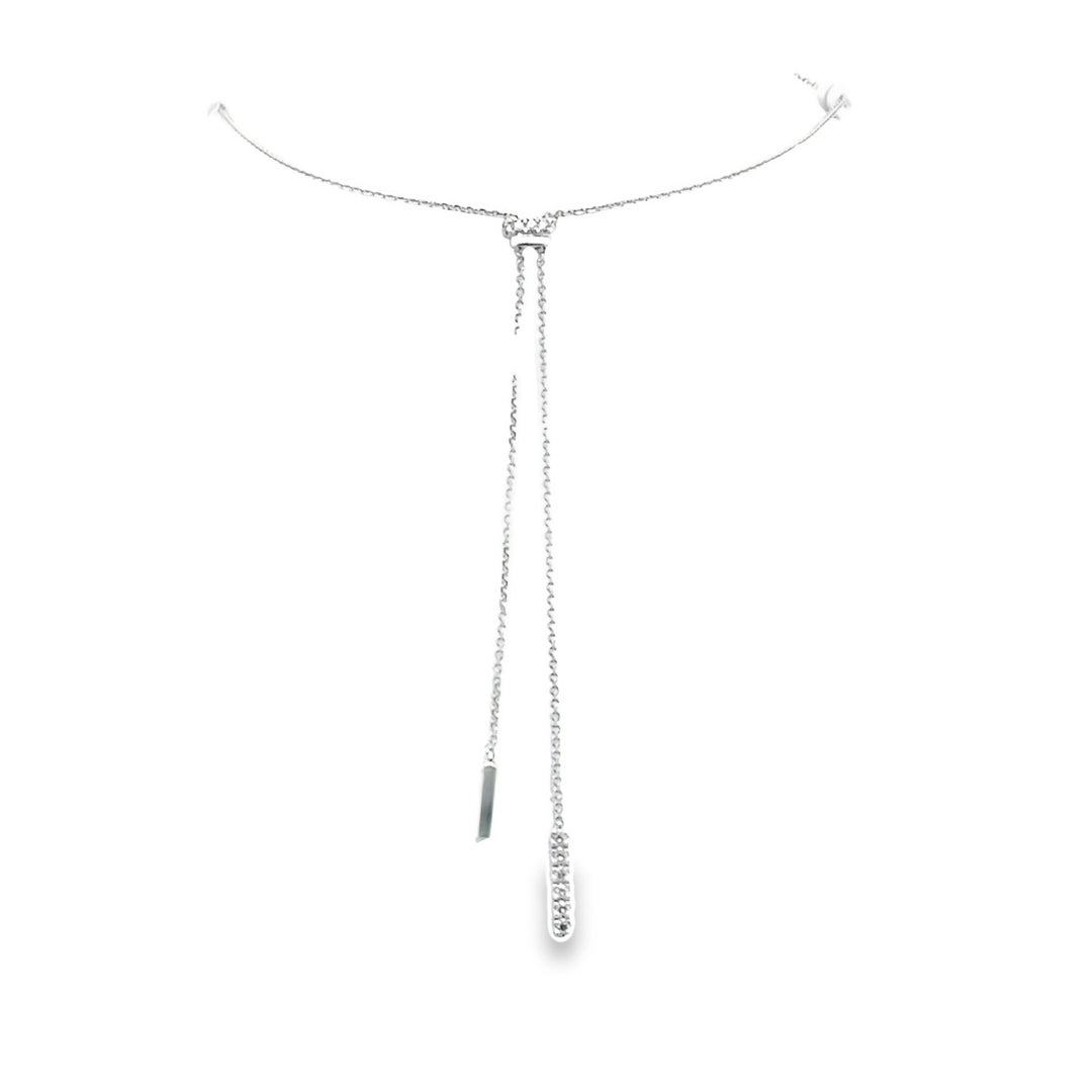 14K White Gold Diamond Lariat Necklace