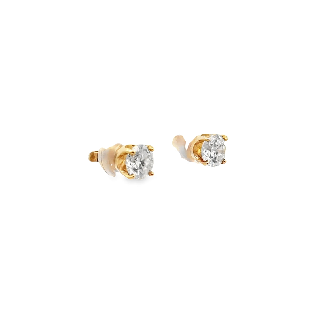 14K Yellow Gold Diamond 4-Prong Stud Earrings