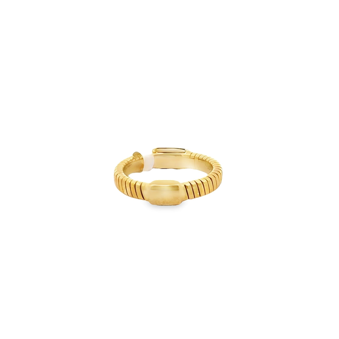 18K Two-Tone Gold Diamond Ribbed Cluster Ring