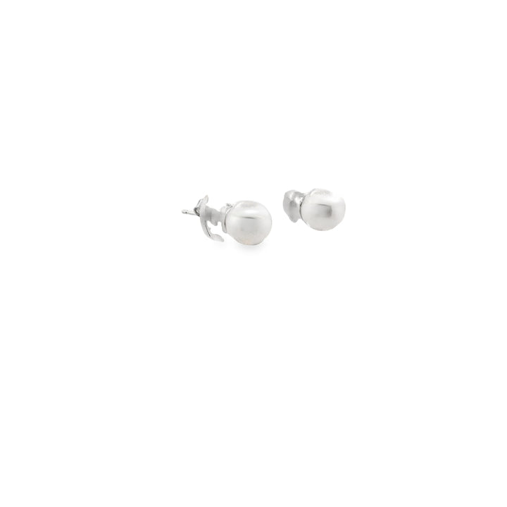 14K White Gold Pearl Stud Earrings