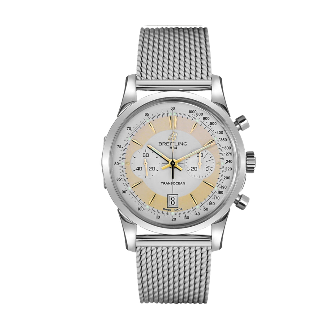 Pre-Owned Breitling Transocean Silver Automatic Chronograph 43MM Watch