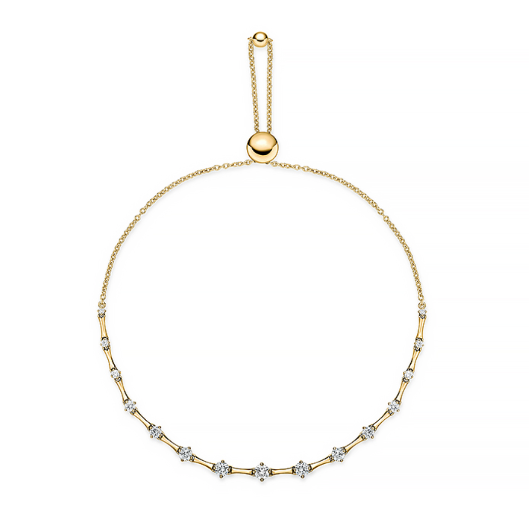 18K Yellow Gold Diamond Cadence Graduated Bolo Bracelet