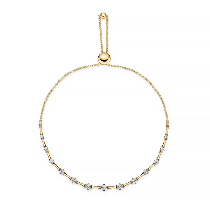 18K Yellow Gold Diamond Cadence Graduated Bolo Bracelet