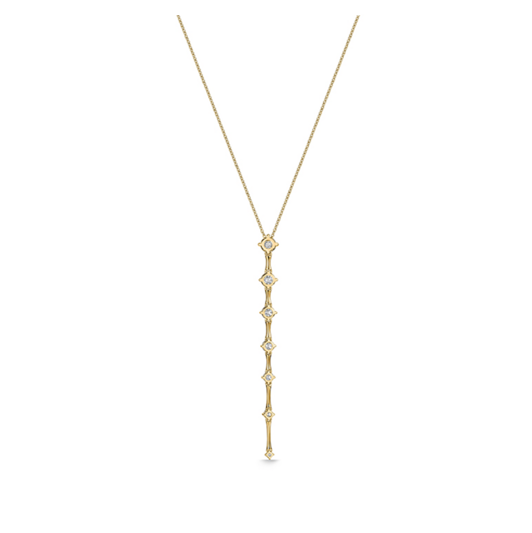 18K Yellow Gold Diamond Cadence Graduated Pendant Necklace (Medium)