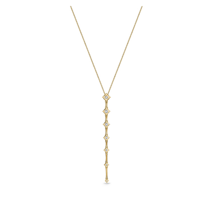 18K Yellow Gold Diamond Cadence Graduated Pendant Necklace (Medium)