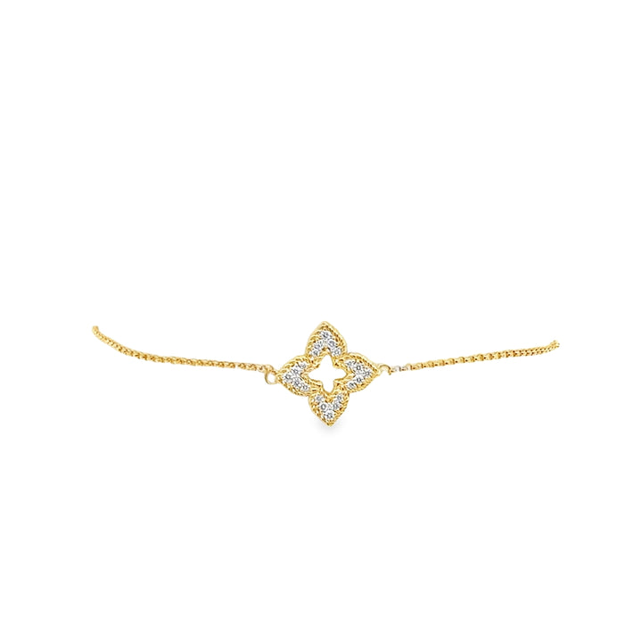 18K Yellow Gold Diamond Venetian Princess Pave Flower Bracelet (Small)