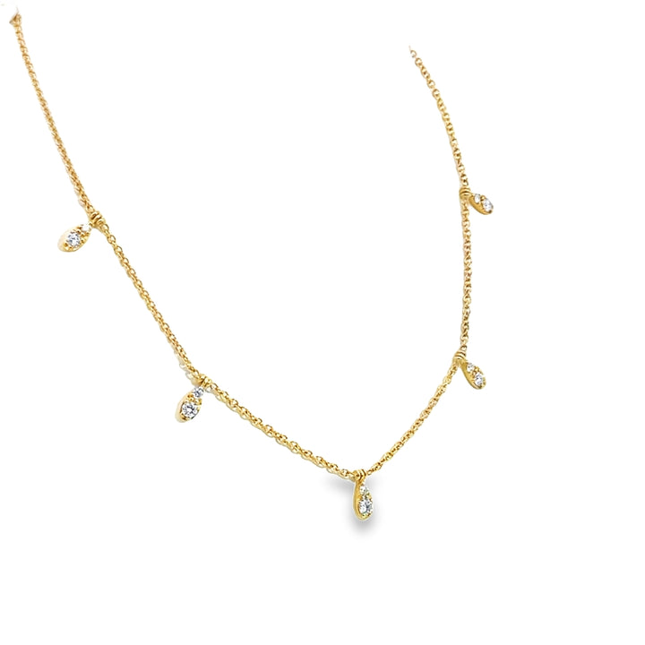 14K Yellow Gold Diamond Cascade Drop Necklace