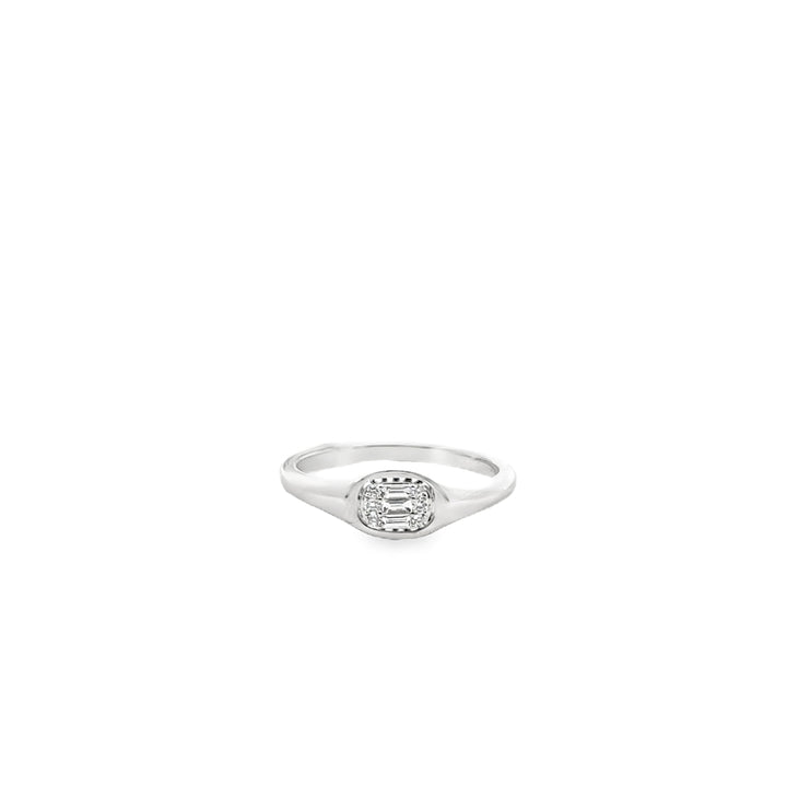 14K White Gold Diamond Signet Ring