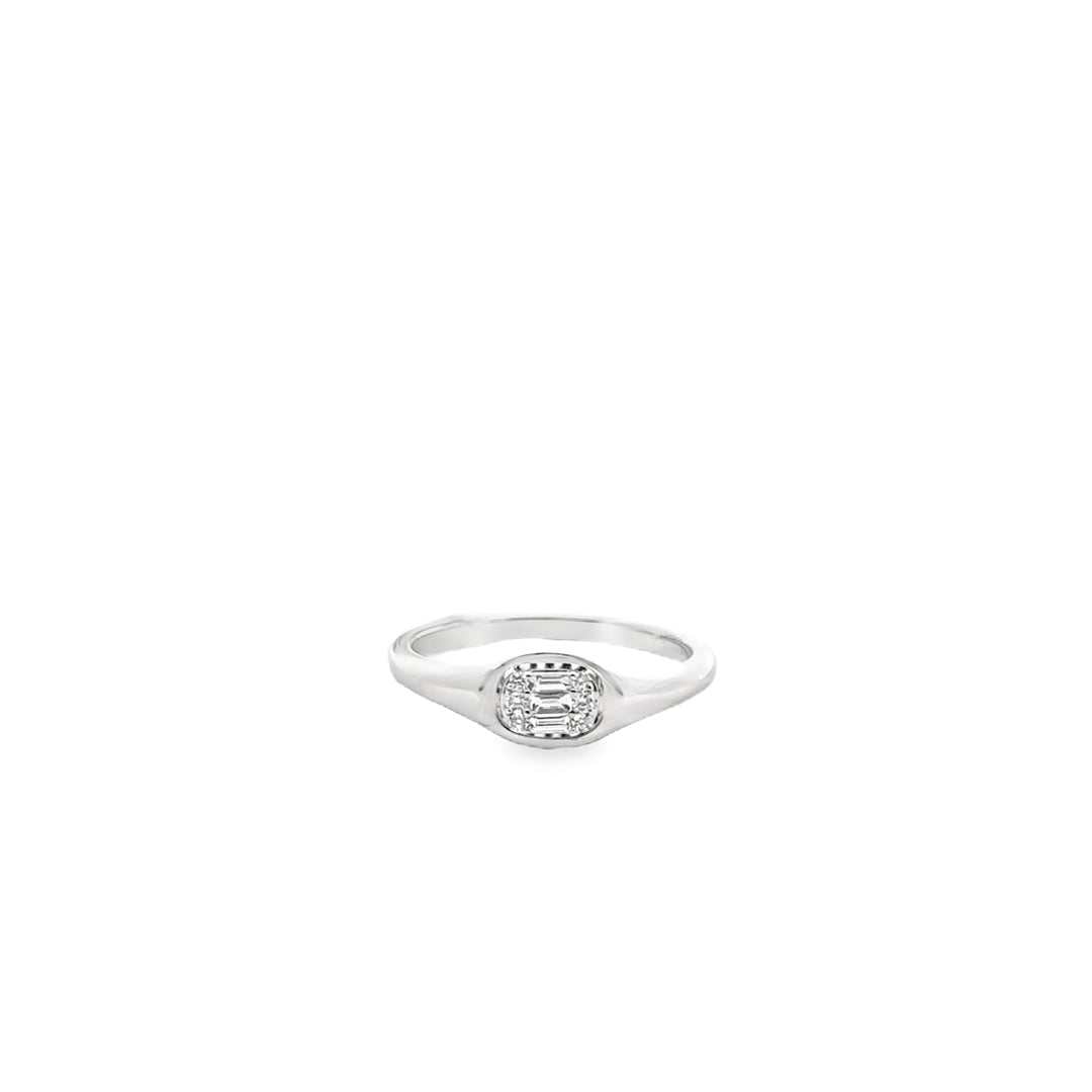 14K White Gold Diamond Signet Ring