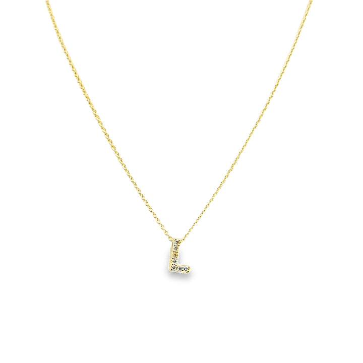 18K Yellow Gold Diamond Tiny Treasures Love Letter "L" Pendant Necklace