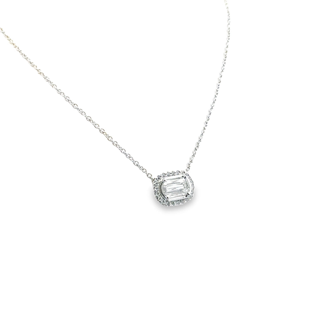 18K White Gold Diamond Halo Necklace