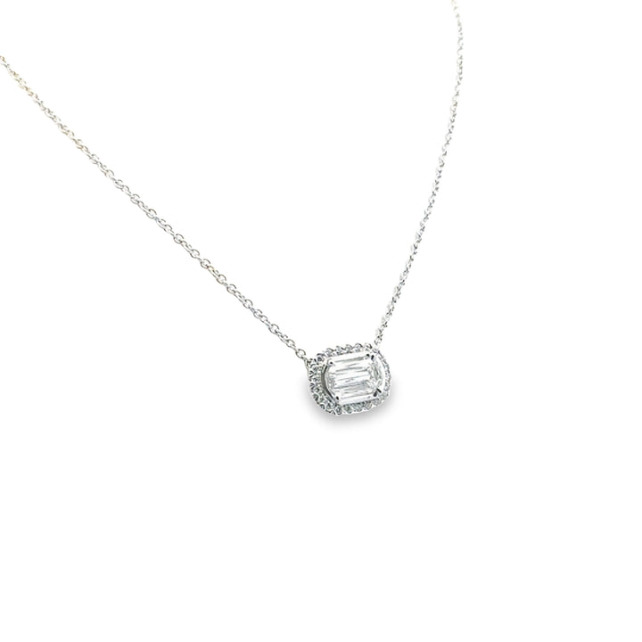 18K White Gold Diamond Halo Necklace