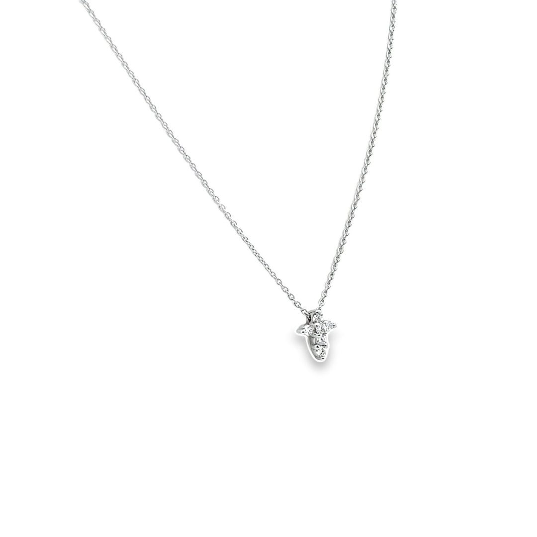18K White Gold Diamond Tiny Treasures Baby Cross Pendant Necklace