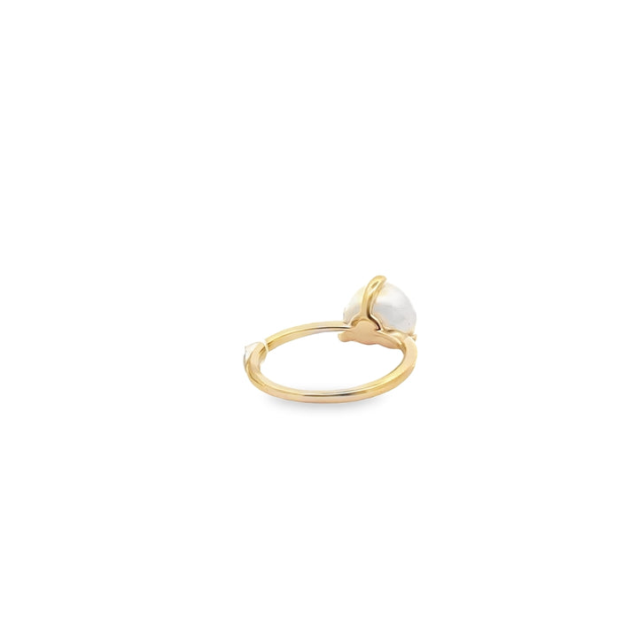 14K Yellow Gold Freshwater Cultured Pearl Button Ring