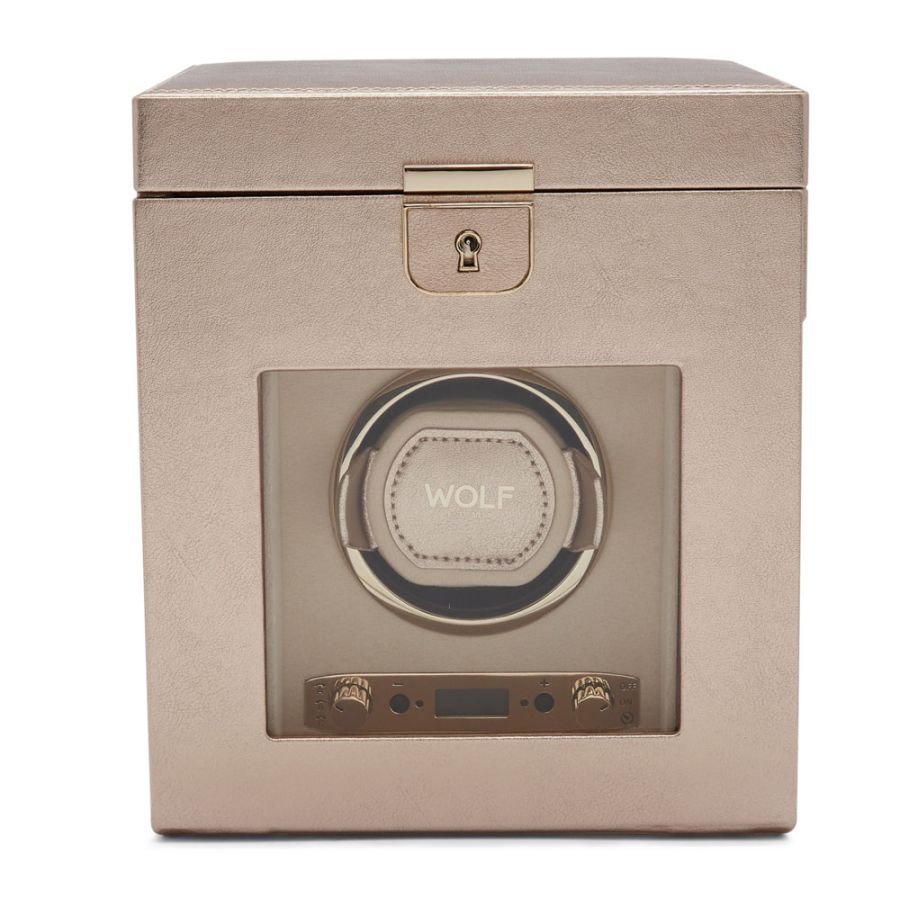 Palermo Single Watch Winder With Jewelry Storage In Rose Gold