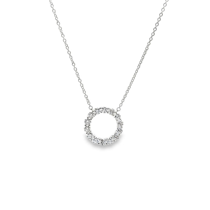 18K White Gold Diamond Circle Necklace