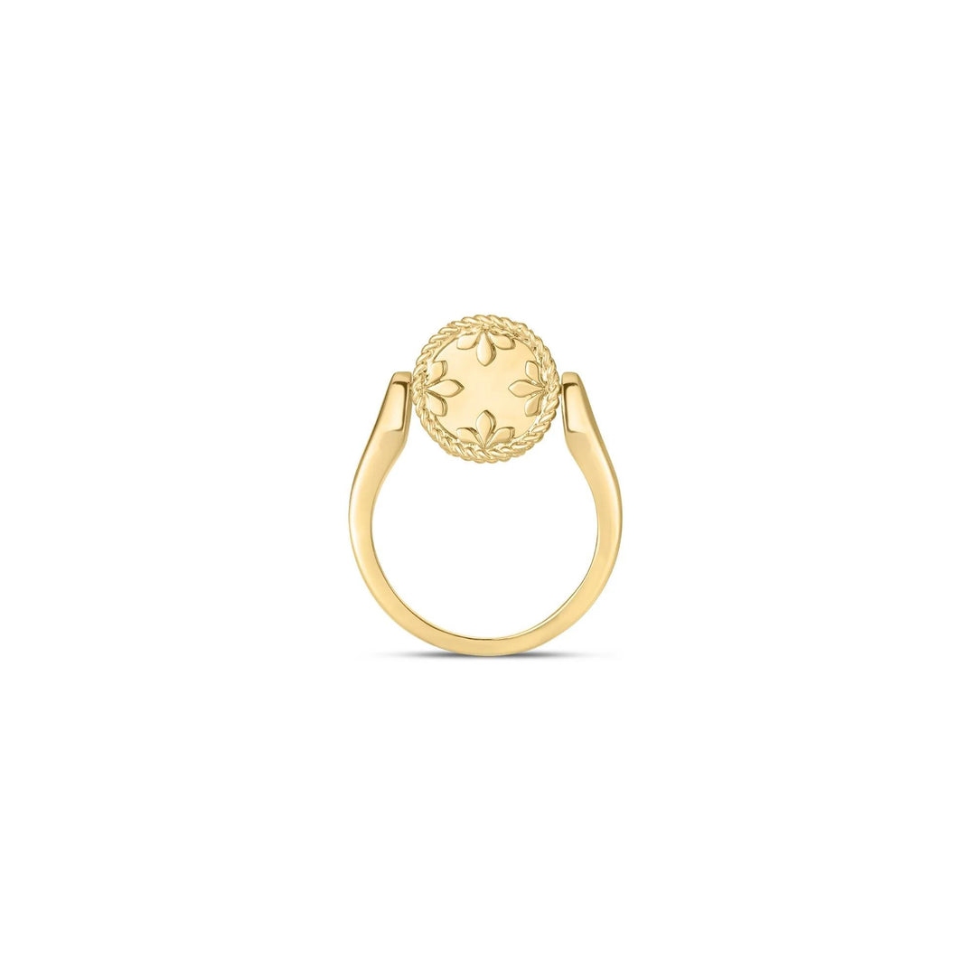 18K Yellow Gold Diamond Venetian Medallion Mother of Pearl Reversible Ring
