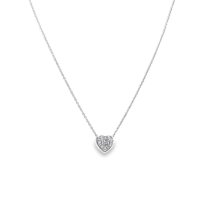 18K White Gold Diamond Tiny Treasures Puffed Heart Pendant Necklace