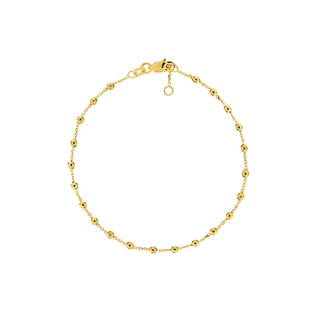 14K Yellow Gold Bead Station Chain Bracelet