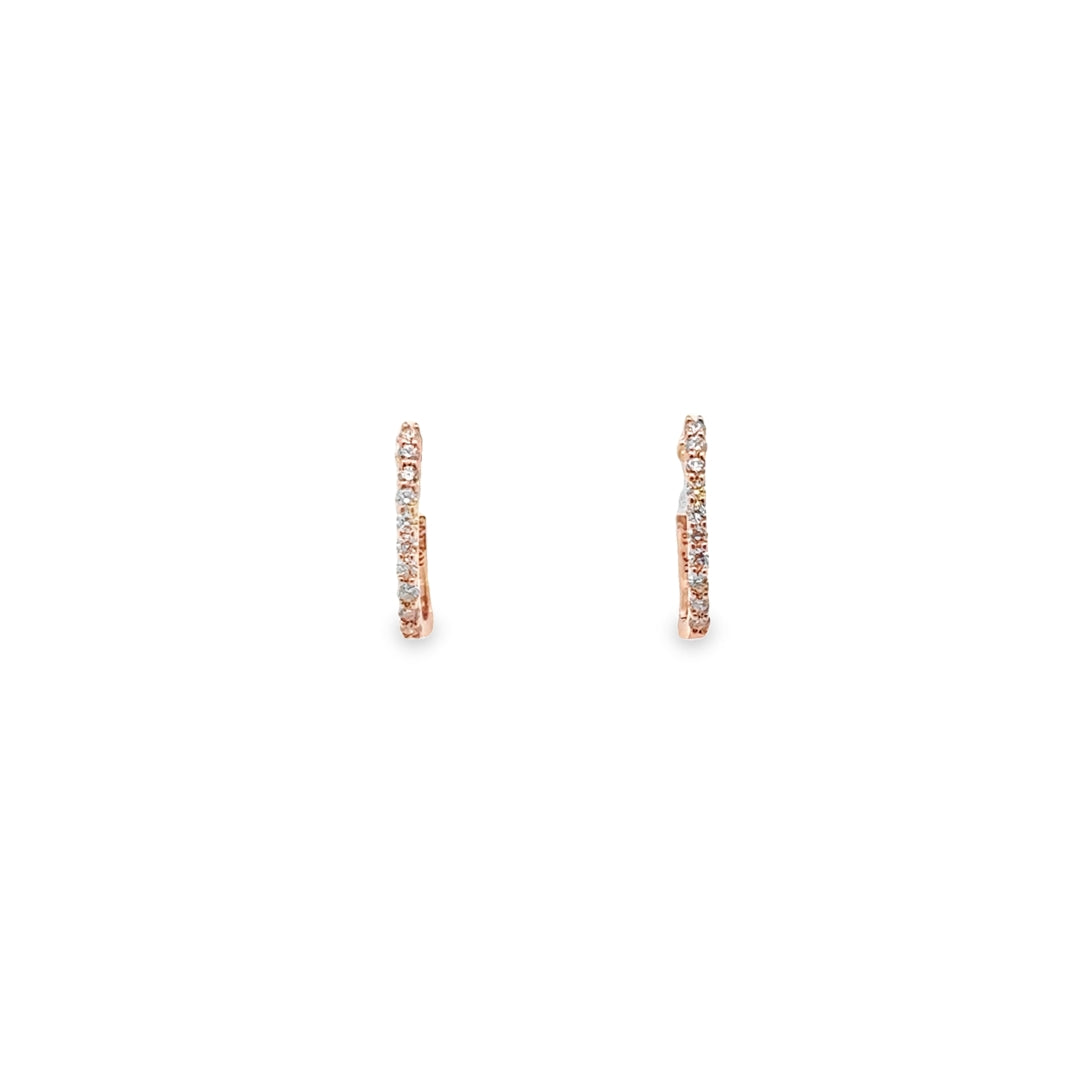 18K Rose Gold Diamond Pave Huggie Earrings