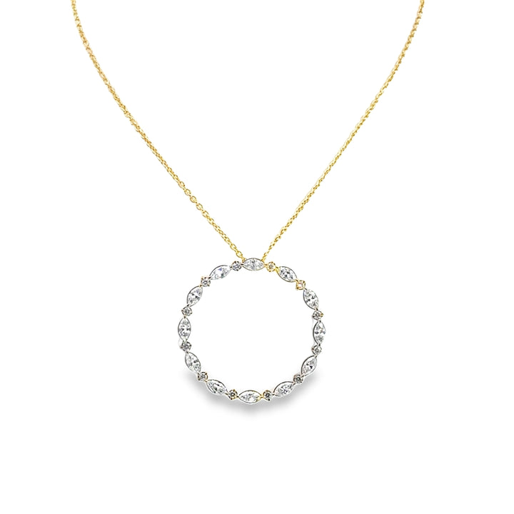 14K Yellow Gold Diamond Open Circle Pendant Necklace