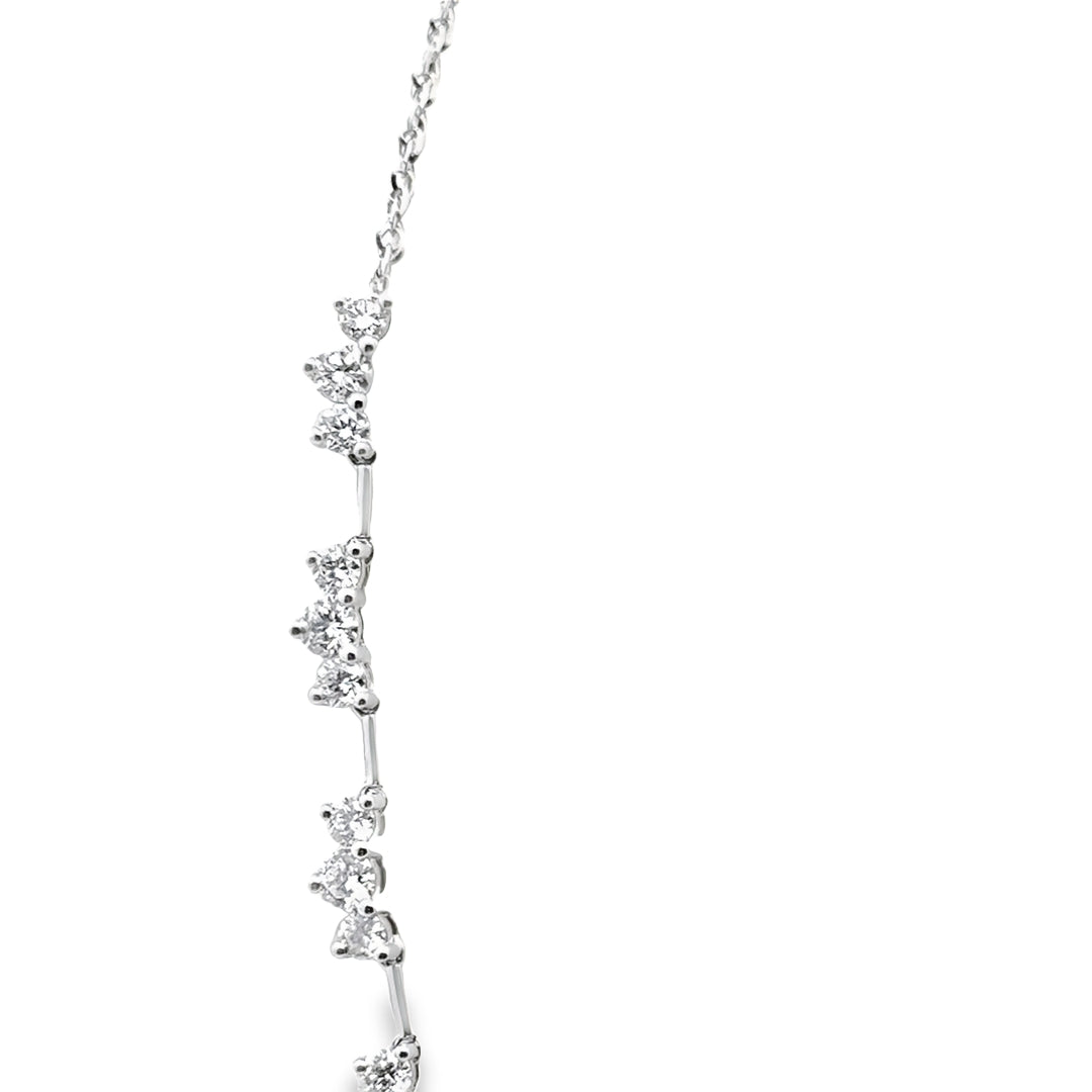 18K White Gold Diamond Trinity Half Line Necklace