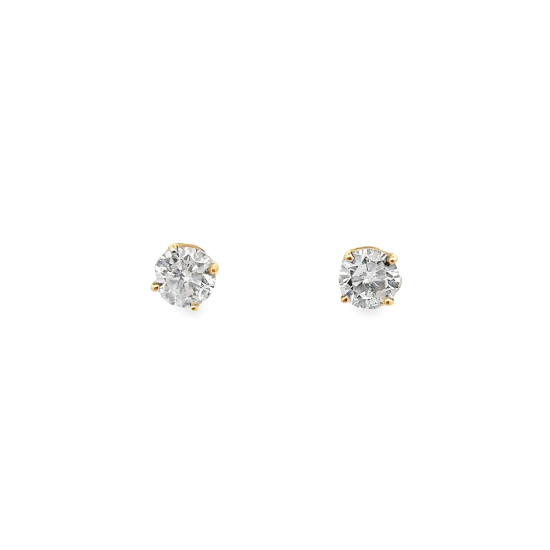 14K Yellow Gold Diamond 4-Prong Stud Earrings