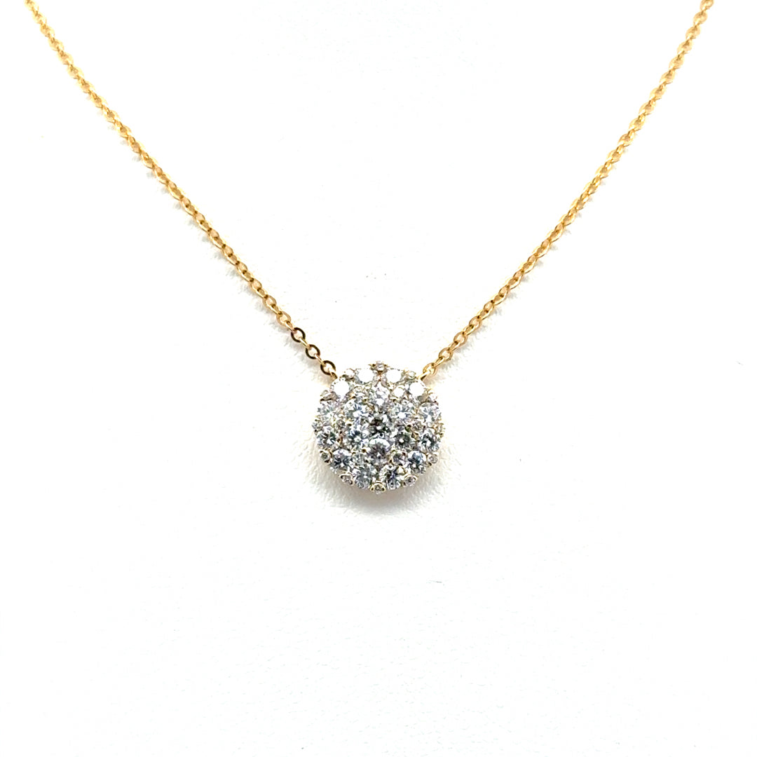 14K Yellow Gold Diamond Pendant Necklace